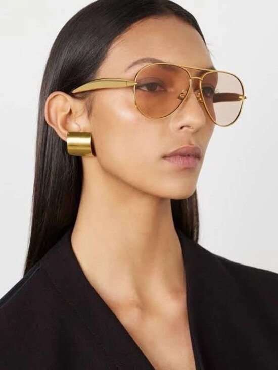 Bottega Veneta BV1305S Gold Frame Light Brown Lens Unisex Aviator Sunglasses main image 8